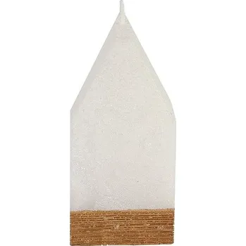 Svíčka Svíčka rustik 60x60x120 DOMEČEK bílá/zlatá