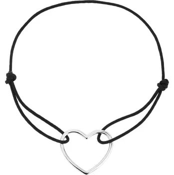 Náramek Bealio BEALIO Stříbrný náramek SRDCE shamballa provázek Délka náramku: 17+3 cm 03-13262-2893