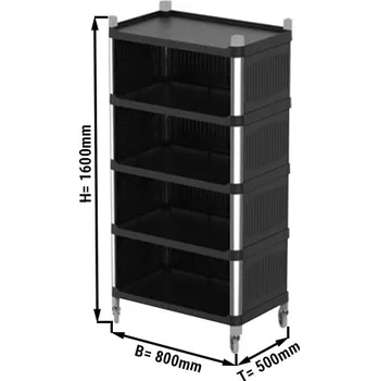 regál G.Gastro Plastový policový regál s bočnicemi - 5 polic