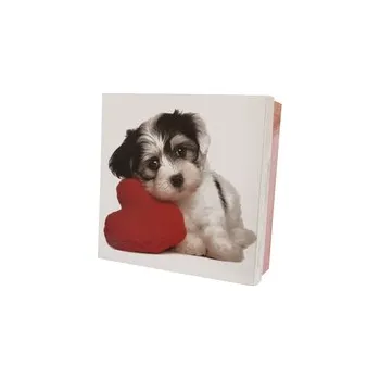 Krabice dárková papír DOG bílá/červená 16x16x6 cm