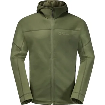 Pánská větrovka Tmavě zelená pánská fleecová bunda Jack Wolfskin Hirschberg Hooded FZ M 1710881-4129 Velikost: XL