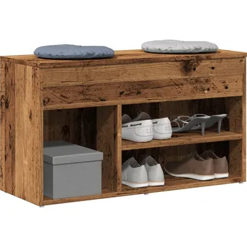 Botník Lavice s botníkem old wood 80 x 30 x 45 cm kompozitní dřevo Hnědá 856756