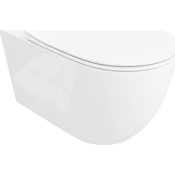 Klozet LaVita Sinto wc mísa se sedátkem s pomalým sklápěním závěsná bez splachovacího kruhu s vírovým splachováním bílá lesk 5900378334804