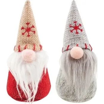 Vánoční dekorace Skřítek s vyšívanou vločkou na postavení 12 cm