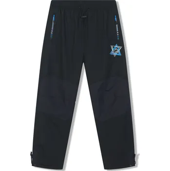 Chlapecké kalhoty Chlapecké šusťákové kalhoty, zateplené - KUGO DK8505, černá / tyrkysové zipy Barva: Černá, Velikost: 146