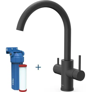 Vodovodní baterie Tres Cocina kuchyňská baterie s filtrem stojící černá 23045402NM