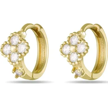 Náušnice Biju Pozlacené náušnice 14K kruh květ zirkon 1003092
