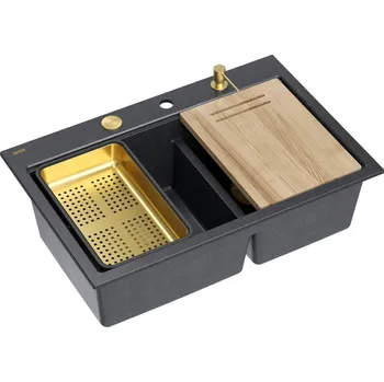 Kuchyňský dřez Quadron Marc 120 dřez graniteq 76x50 cm černá HQC7650U8_PVDG1