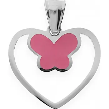 Souprava šperků MPM Dámský přívěsek z chirurgické oceli nerezový přívěsek Love Butterfly - stříbrnorůžové barvy SPD.6677