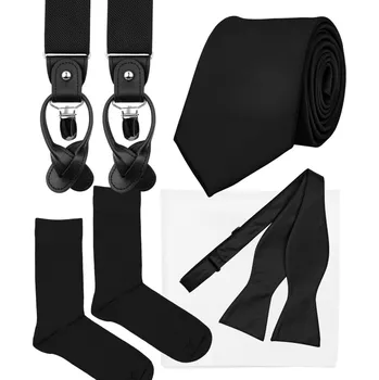 Kravata Bubibubi Černá formální sada s kravatou, vázacím motýlkem a kšandami velikost ponožek 43-46