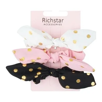 Látkové gumičky do vlasů se zlatými puntíky 3 ks