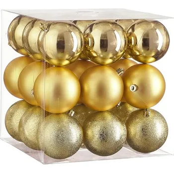 Vánoční dekorace LAALU Vánoční ozdoby - koule zlaté 8 cm 27 ks