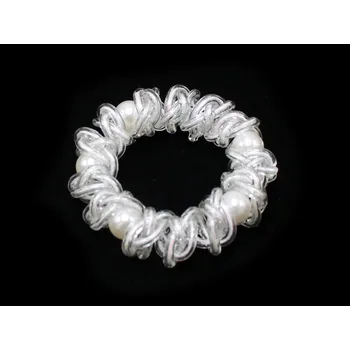 Spirálová gumička s perličkami Barva: bílá