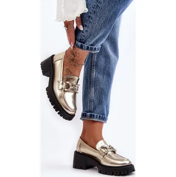 Dámská obuv Dámské polobotky na podpatku 2646-4 model 189877 Zlatá s černou - Sweet Shoes zlatá 37