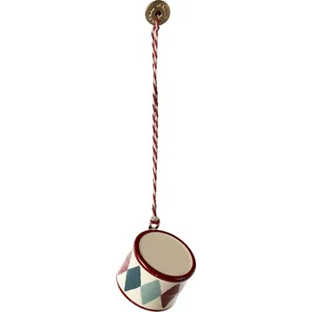 plyšák Maileg Malá kovová vánoční ozdoba bubínek Classic Red Maileg Metal Ornament, Small Drum