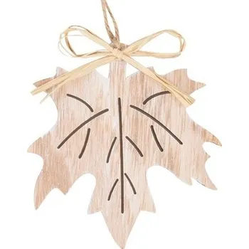 Vánoční dekorace Dřevěný list na zavěšení přírodní javor 10 cm