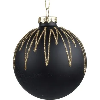 Vánoční dekorace Sada skleněných baněk 8 cm, 4 ks v balení, zlatý glitr