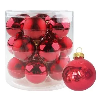 Vánoce Sada skleněných baněk červených 4 cm, 18 ks