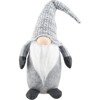 Vánoční dekorace Skřítek vlněný s pletenou čepicí na postavení 53 cm