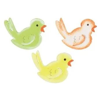 Velikonoční dekorace Ptáček dřevěný s lepíkem 3 cm 24 ks v krabičce