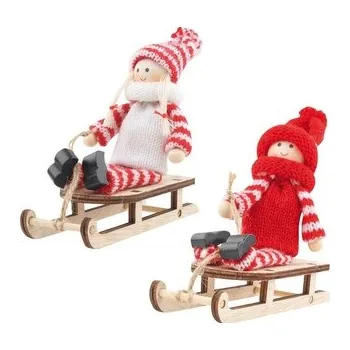 Vánoční dekorace Panáček na saních 14 cm