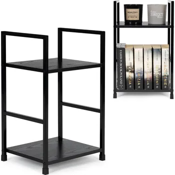 regál Moderní dřevěný regál, noční stolek LOFT (48,5 x 23,5 x 29 cm), 2 police, černá CWJ302448 BLACK