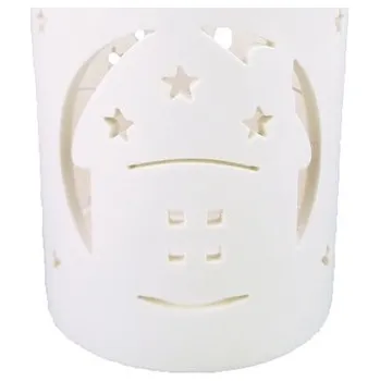 Svícen Svícen porcelánový s domečkem 10,5 x 13,5 cm