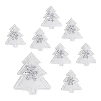 Vánoční dekorace Stromek bílý s lepíkem 3 cm, akryl, 8 ks
