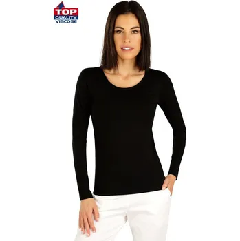 Dámské tričko Dámské elastické triko LITEX černé kulatý výstřih L