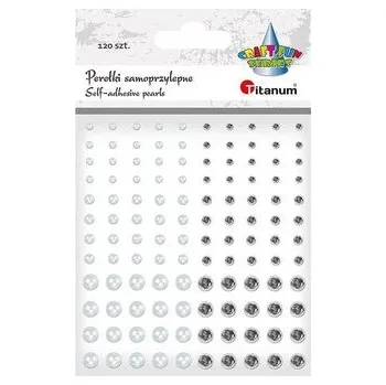 Set školních potřeb Perełki samoprzylepne okrągłe 120szt białe srebrne