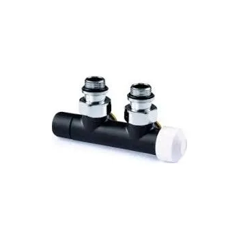 Radiátor Honeywell Therafix Design H-blok s termostat. ventilem, matné černé, rohové pravé, DN15