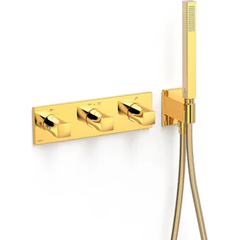 Vodovodní baterie Tres B-System vanová baterie pod omítku s termostatem zlatá 30725301OR