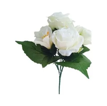 umělá květina Růže kytice s přízdobou bílá H358