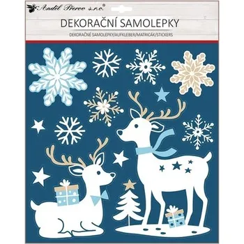Samolepící dekorace Samolepka s glitry 30 x 38 cm, jeleni