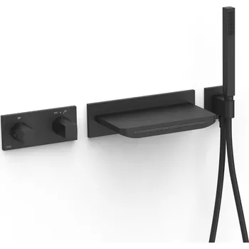 Vodovodní baterie Tres B-System vanová baterie pod omítku s termostatem černá 30725207NM