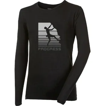 Pánské oblečení triko dlouhé pánské Progress VANDAL BOULDER černé