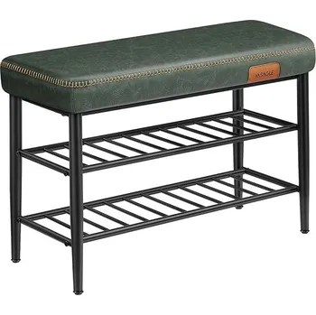 Botník Houseland Vasagle Stuart s polstrovanou lavicí, lesní zelená