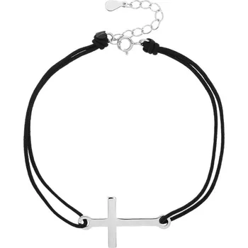 Náramek Bealio BEALIO Stříbrný náramek KŘÍŽ shamballa provázek Délka náramku: 17+3 cm 03-09312-2899