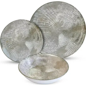 Talíř Luxusní sada 18 kusů keramických talířů GREY