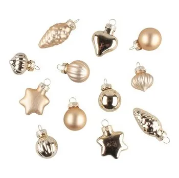 Vánoční dekorace Sada skleněných ozdob zlaté 3-4 cm 12 ks