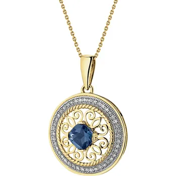 Přívěsek Zlatý přívěsek s diamanty a topazem London Blue - rozeta - ryzost 585 - 160.494