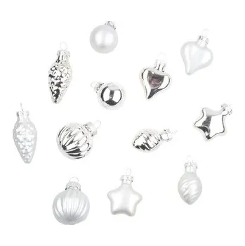 Vánoční dekorace Sada skleněných ozdob stříbrné 3-4 cm 12 ks