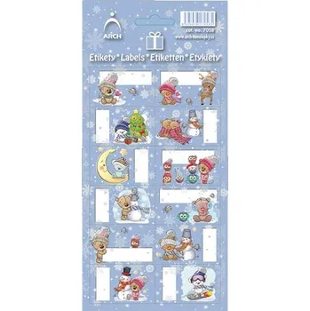 Samolepící etiketa Dárkové vánoční etikety - Medvídci kulíšci