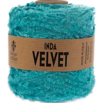 Příze Borgo de Pazzi Inda Velvet 38 Tyrkysová (Špagátová žinylková příze Inda Velvet Tiffany)