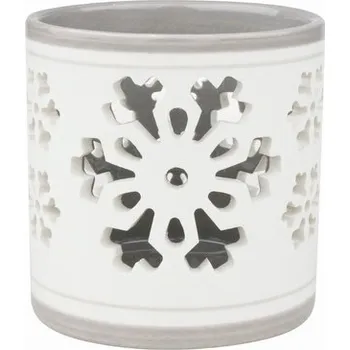 Svícen Svícen keramický šedobílý s vločkou 8 cm