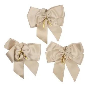 Mašle krémový samet 13 cm, 3 ks