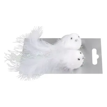 Ptáček bílý na klipu 2 ks, 10 cm