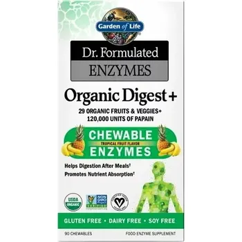 Zdraví Dr. Formulated Organické Enzymy na podporu trávení - s příchutí tropického ovoce - 90 tablet