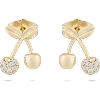 Náušnice Biju Pozlacené náušnice 14K pecky, třešně vyskládané zirkony 1002489