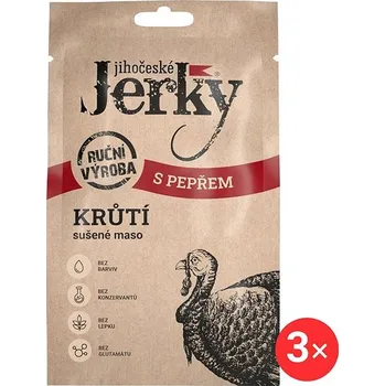 Sušené maso Jihočeské Jerky Krůtí s pepřem 3 x 20 g